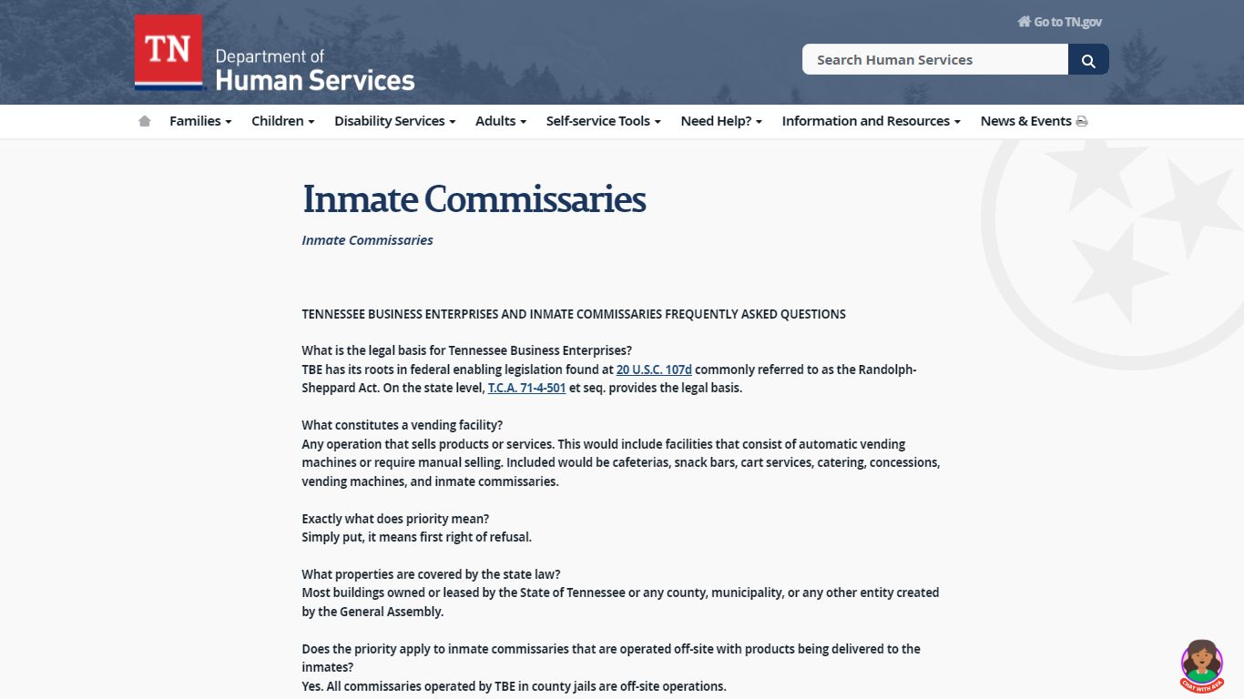 TBE Inmate Commissaries - Tennessee State Government - TN.gov